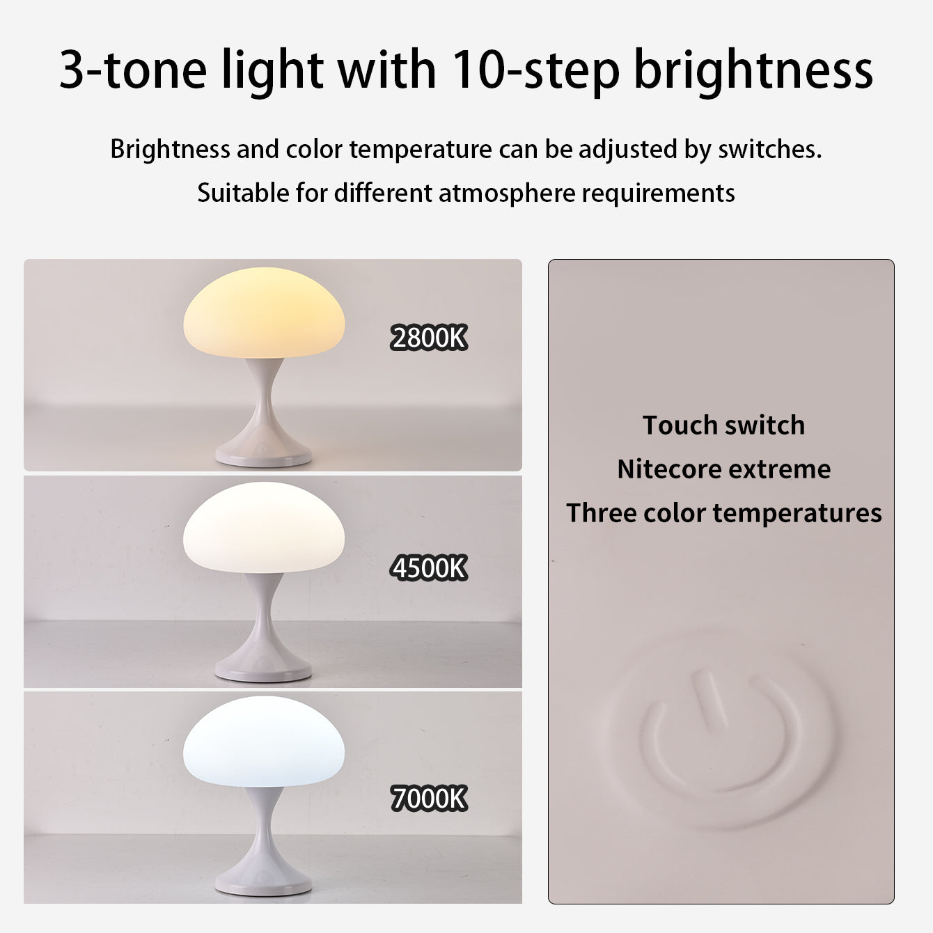 3-Mode Touch Mushroom Light - Perfect for Bedroom & Dining