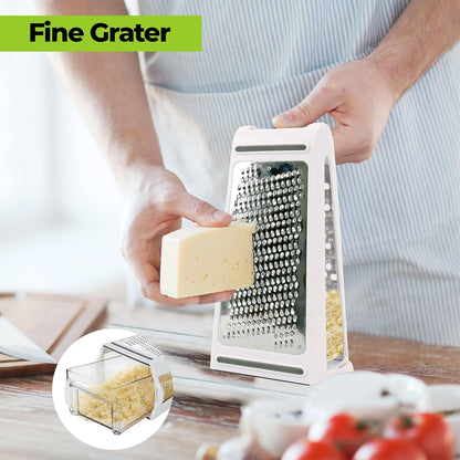 Stainless Steel Cheese Grater - 2-Sided with Storage Box