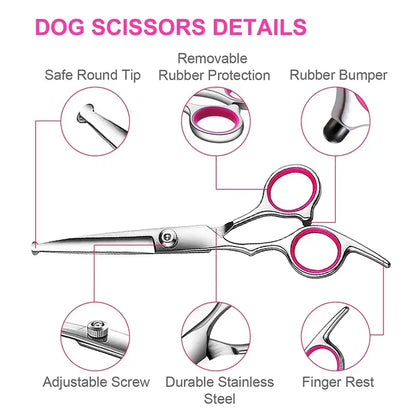 Professional Pet Grooming Scissors Set – 4-Piece Stainless Steel Dog & Cat Hair Cutting Kit