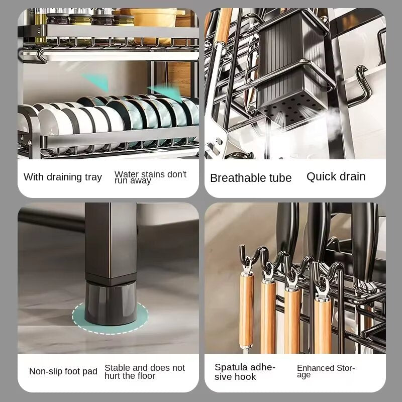 Dish Drying Rack 2-Tier Rust-Proof Compact Kitchen Organizer