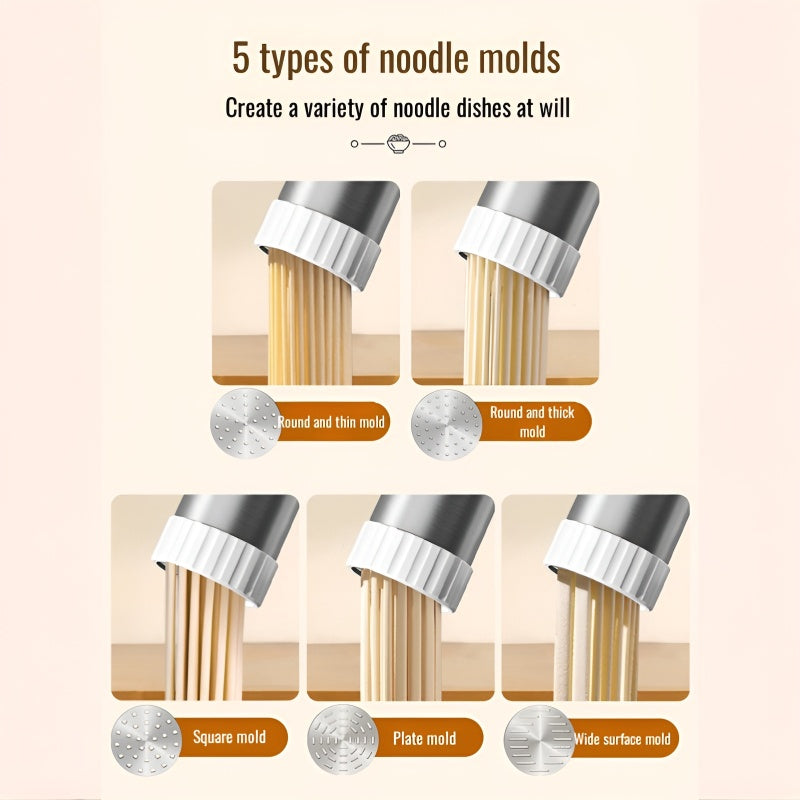 Cordless Electric Pasta Maker - Handheld, 5 Noodle Shapes