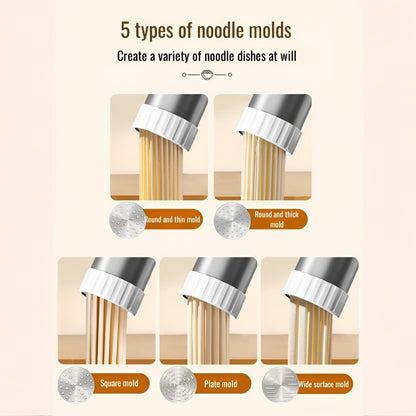 Cordless Electric Pasta Maker - Handheld, 5 Noodle Shapes