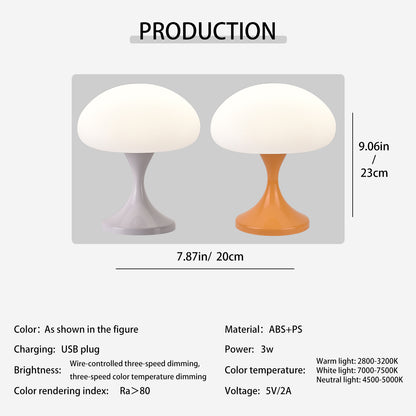 3-Mode Touch Mushroom Light - Perfect for Bedroom & Dining