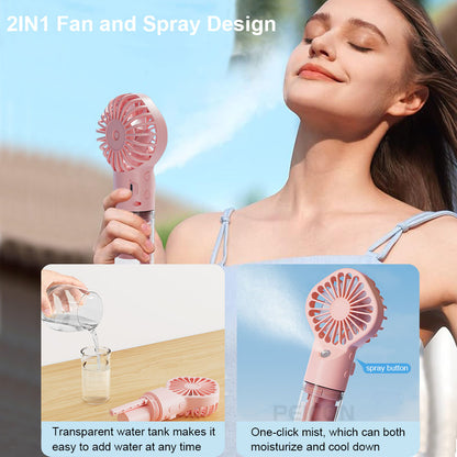 Handheld USB Spray Mist Fan - Powerful 4-Speed Cooling