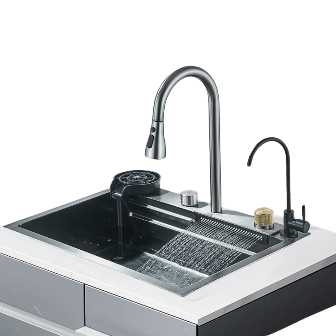 Stainless Steel Waterfall Kitchen Sink - Large Single Basin