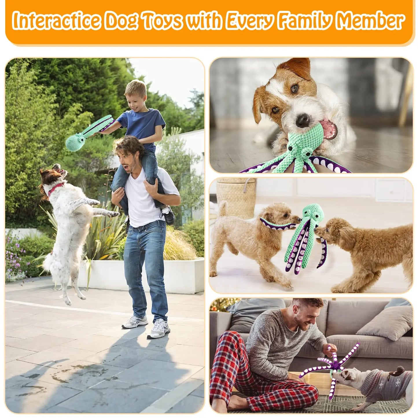 Interactive Plush Dog Toy - Squeaky, Durable & Bite Resistant