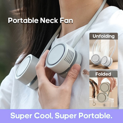 Portable Neck Fan, Foldable USB, 1600mAh Rechargeable Cooling