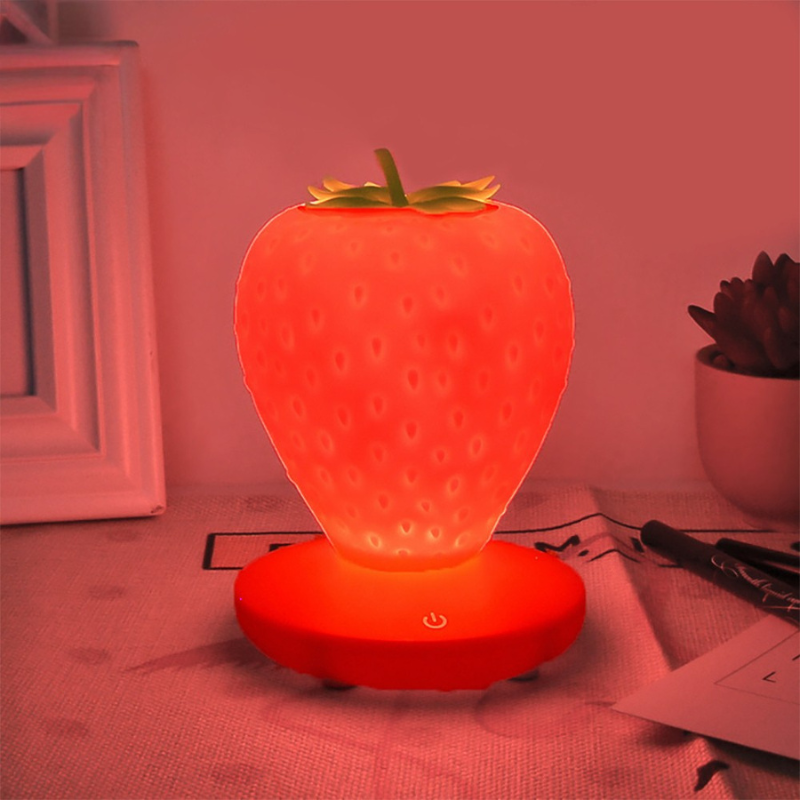 Touch-Sensor LED Strawberry Lamp - USB Rechargeable Night Light