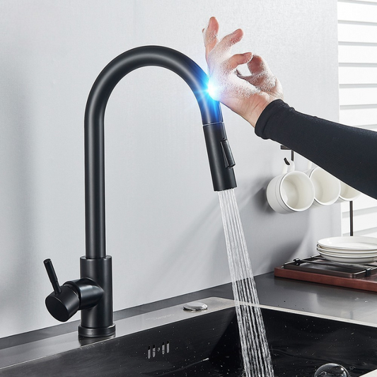 Black Touch Sensor Kitchen Faucet - Pull Out Sprayer