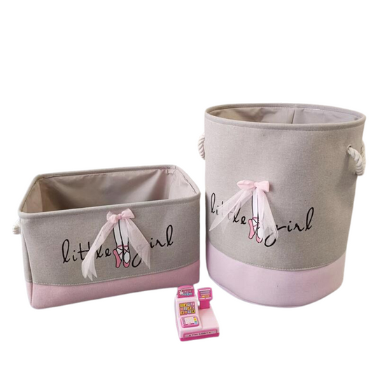 Pink Canvas Storage Basket - Girls Toys & Clothes Organizer