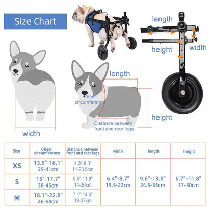 Adjustable Dog Wheelchair for Back Legs – Rear Support Mobility Cart for Small, Medium & Large Dogs