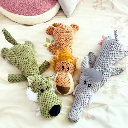 Bite-Resistant Plush Dog Toy - Lion, Wolf, Elephant