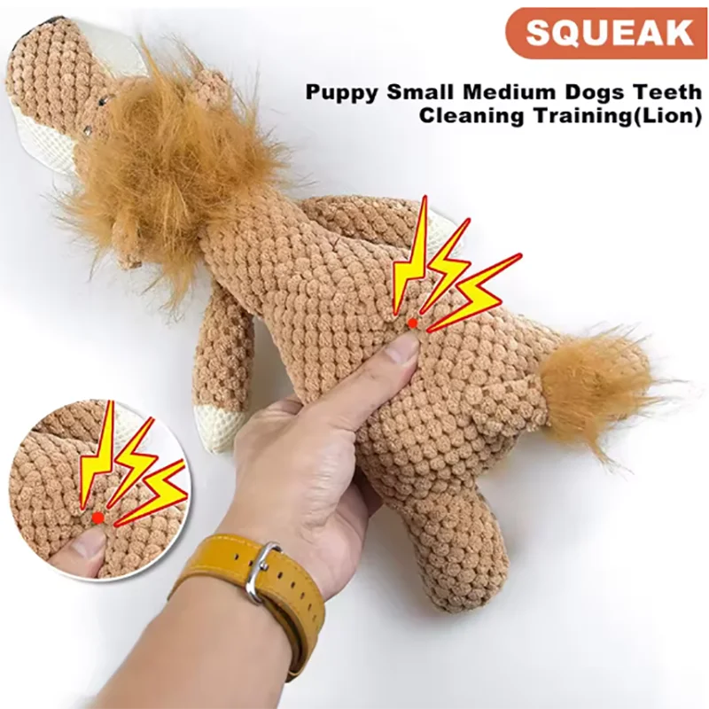 Bite-Resistant Plush Dog Toy - Lion, Wolf, Elephant